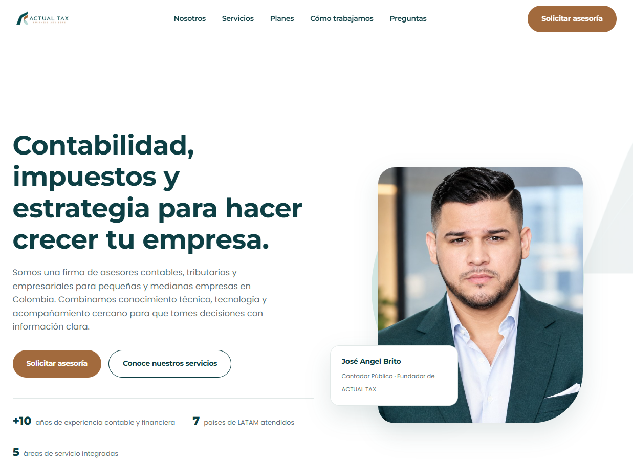 Corporate landing page hero section