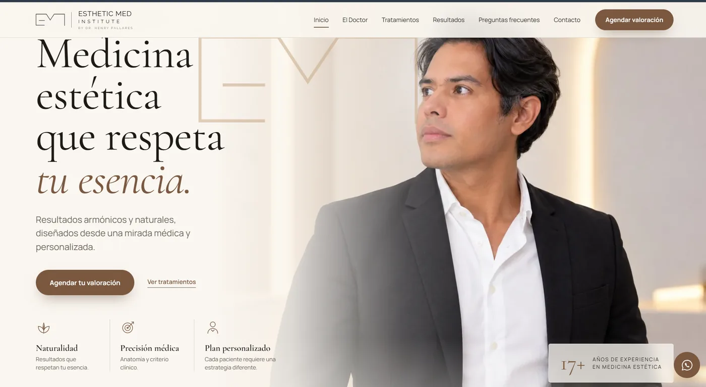 Landing page de Esthetic Med Institute